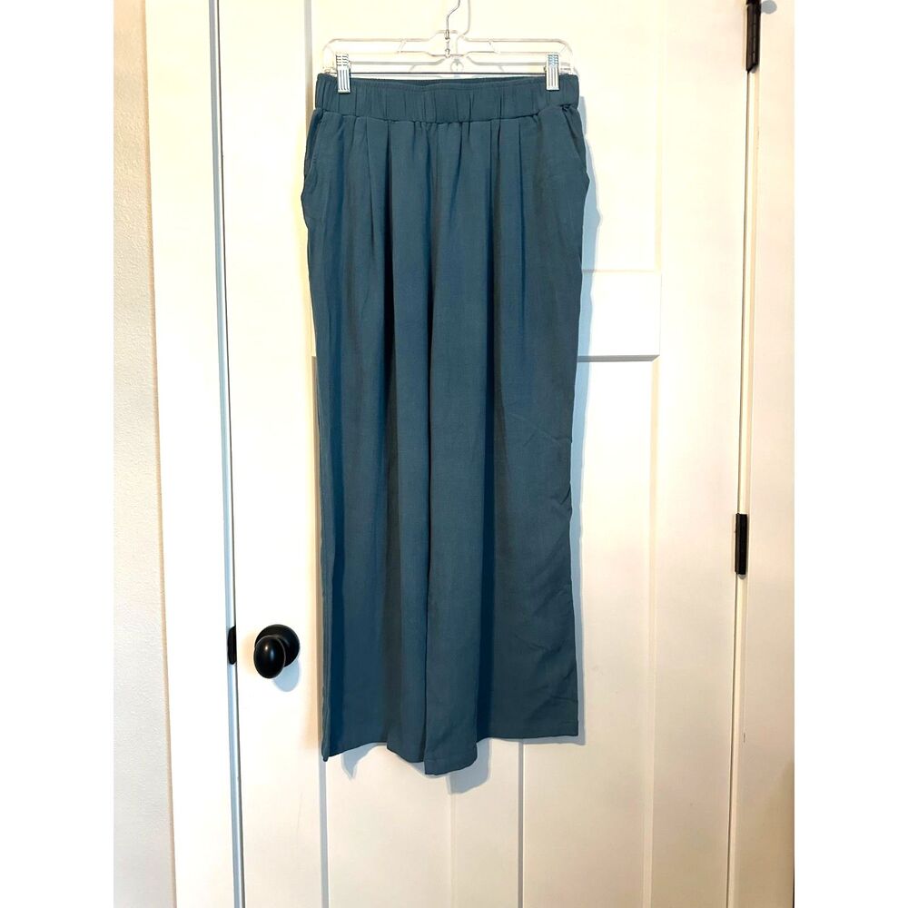 Linen blend Cropped/ankle length pants Teal, turquoise Small/Medium Coastal